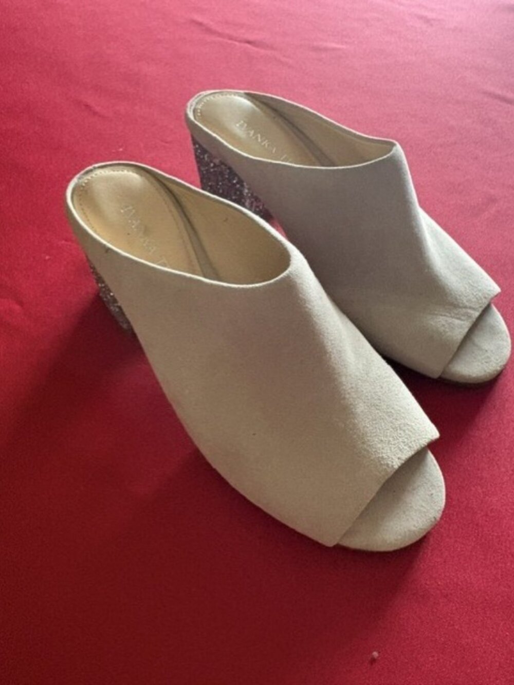 Ivanka Trump Evia Suede Peep-Toe Mules Size 6.5